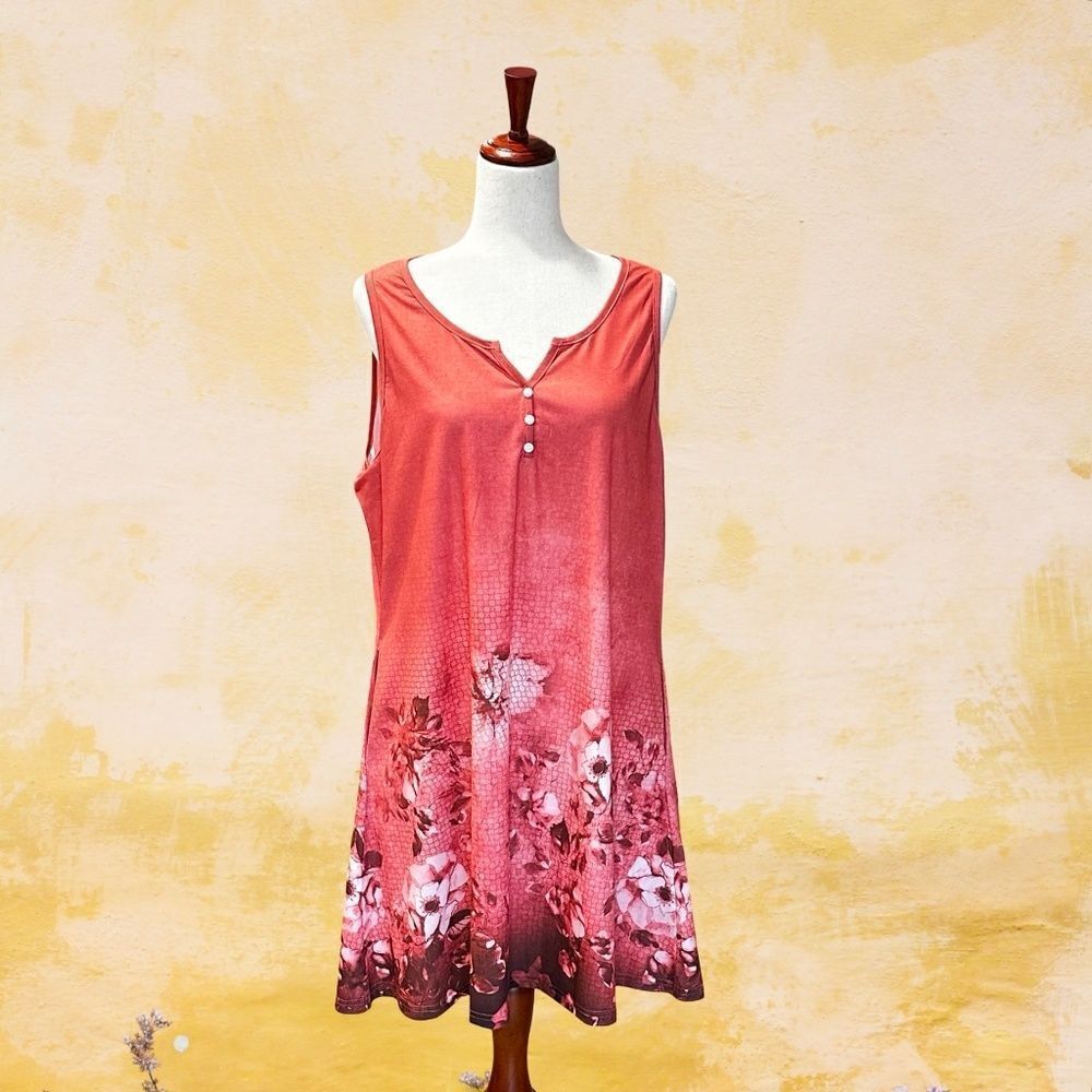 NWT Disamer Sleeveless Sundress / Cover-Up Floral Pattern Pink Red XL - Picture 10 of 10